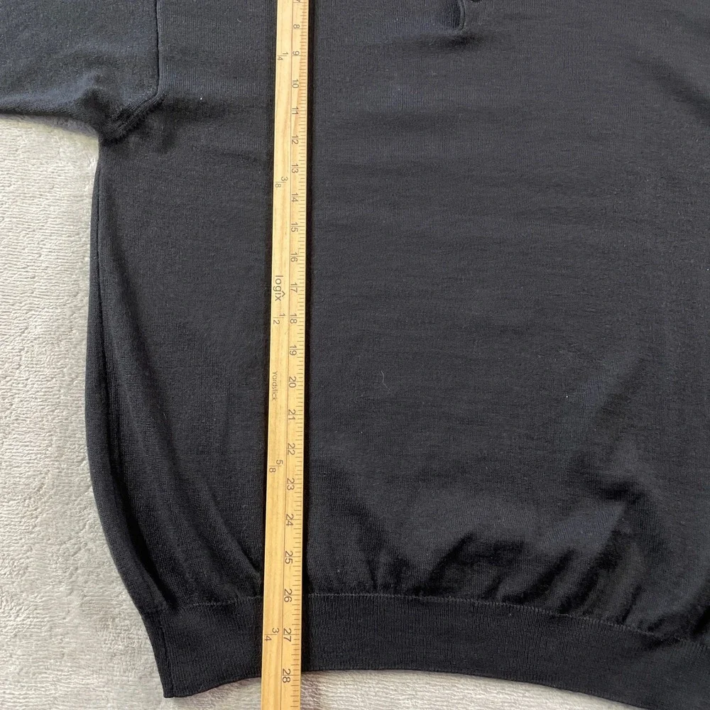 Fiji Sweater Polo Mens XL Black Long Sleeve Italy Knit Collared Office Preppy - Picture 5 of 9